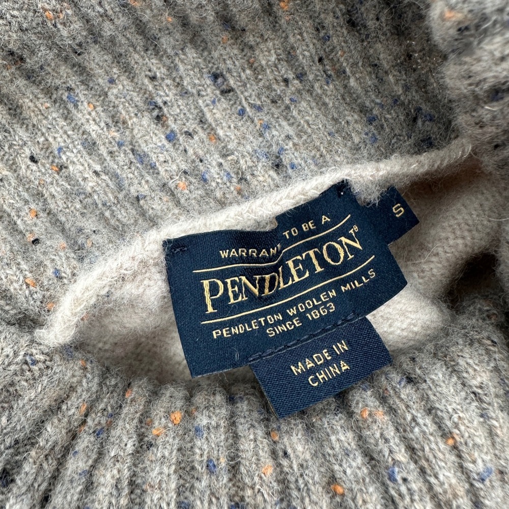 Pendleton Womens Lambswool Blend Striped Turtleneck Sweater Grey Beige Small - Picture 10 of 12